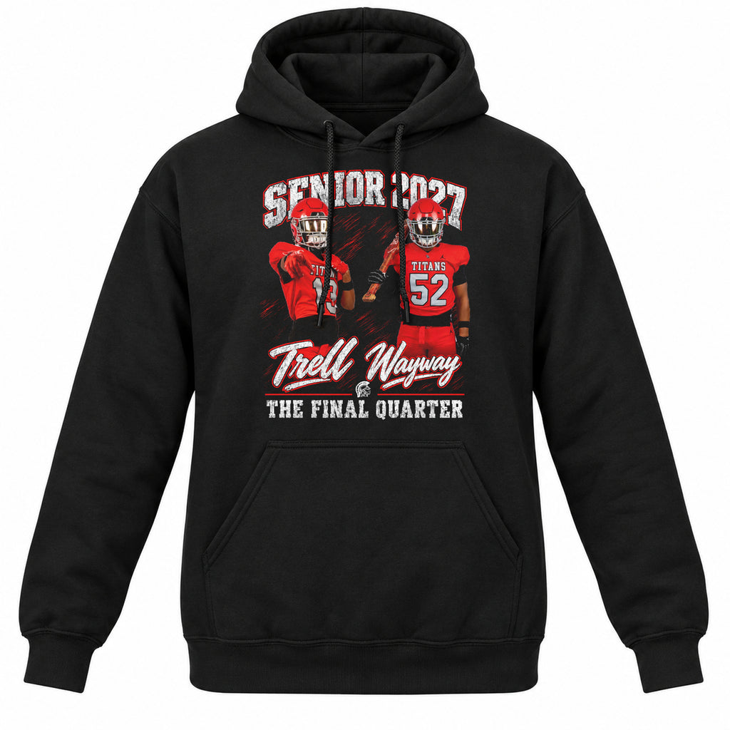 Combo Senior 2027 black Gildan hoodie placement mockup