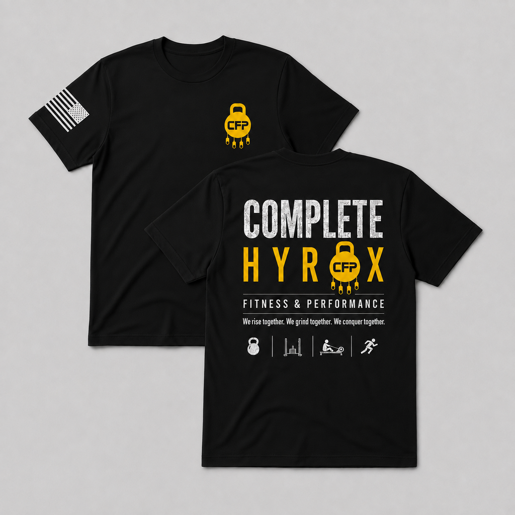 HYROX CFP black tee front and back