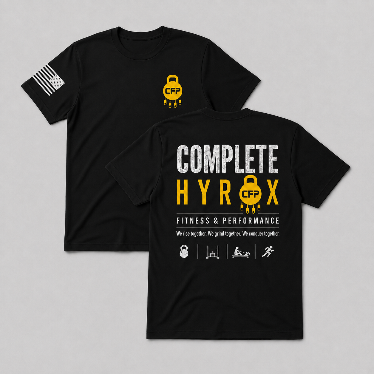 HYROX CFP black tee front and back
