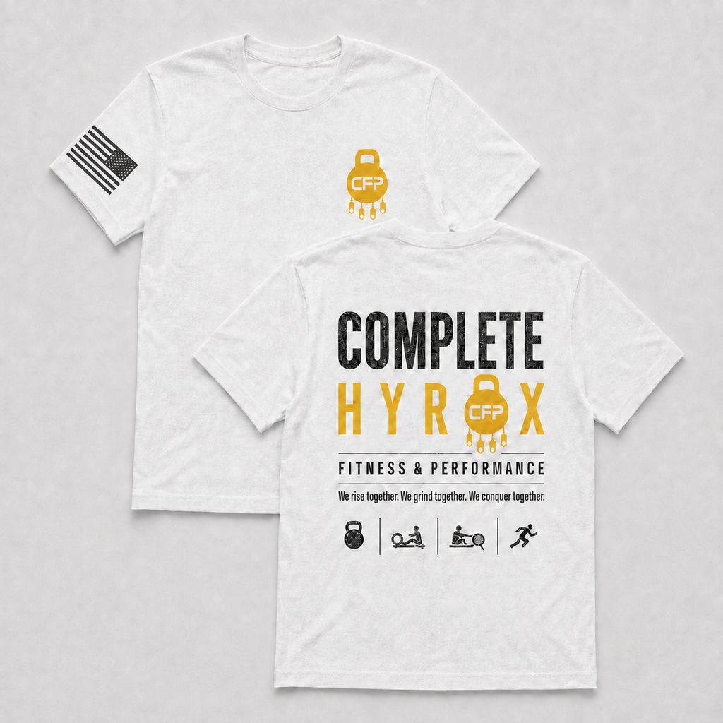 HYROX CFP white tee front and back