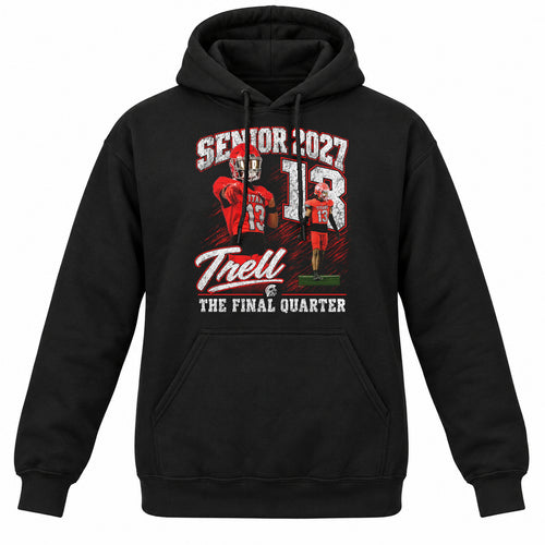 Trell Senior 2027 black Gildan hoodie placement mockup