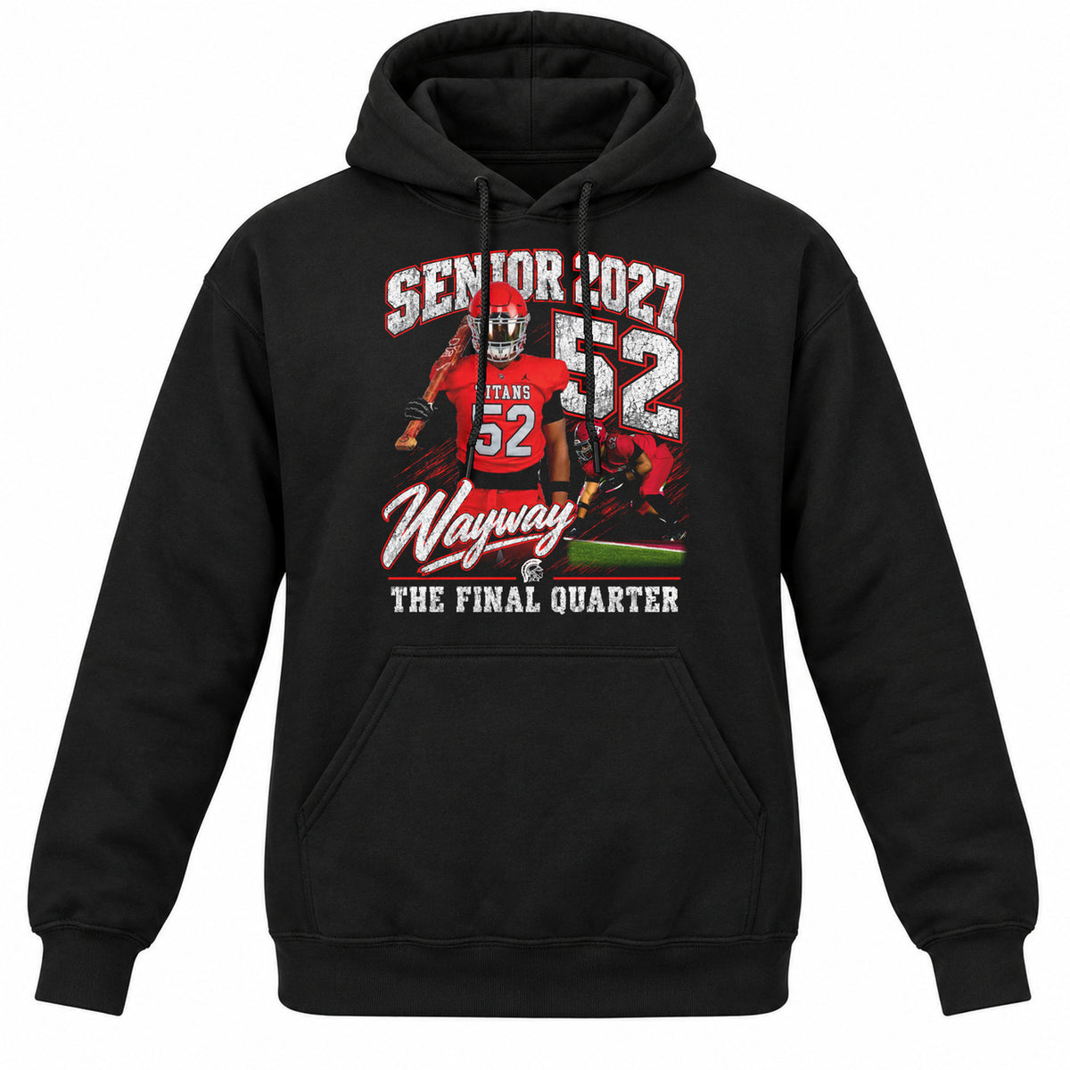 Wayway Senior 2027 black Gildan hoodie placement mockup