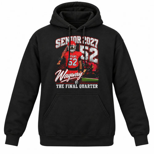 Wayway Senior 2027 black Gildan hoodie placement mockup